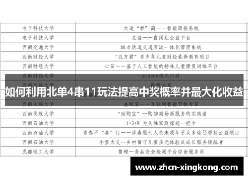 如何利用北单4串11玩法提高中奖概率并最大化收益